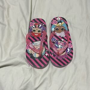 lol 13/1 light up tween toe flip flops blinking lights worn once euc like new